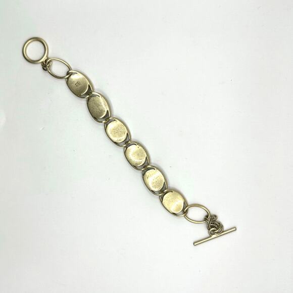 Liz Claiborne Green Bracelet Retro Link Cabachon Vintage Casual Marked Signed LC - Picture 9 of 11